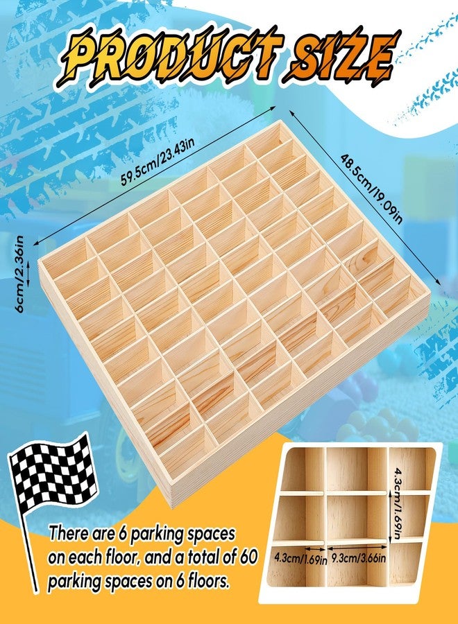 Seenelling Hot 1/64 Diecast Wheels Display Case Holds Toy Cars Wooden Wall Mount Car Display Shelf Storage Organizer Case for Toy Collectibles, Wheel, Model, 10 Layers (60 Spaces) - Image 2